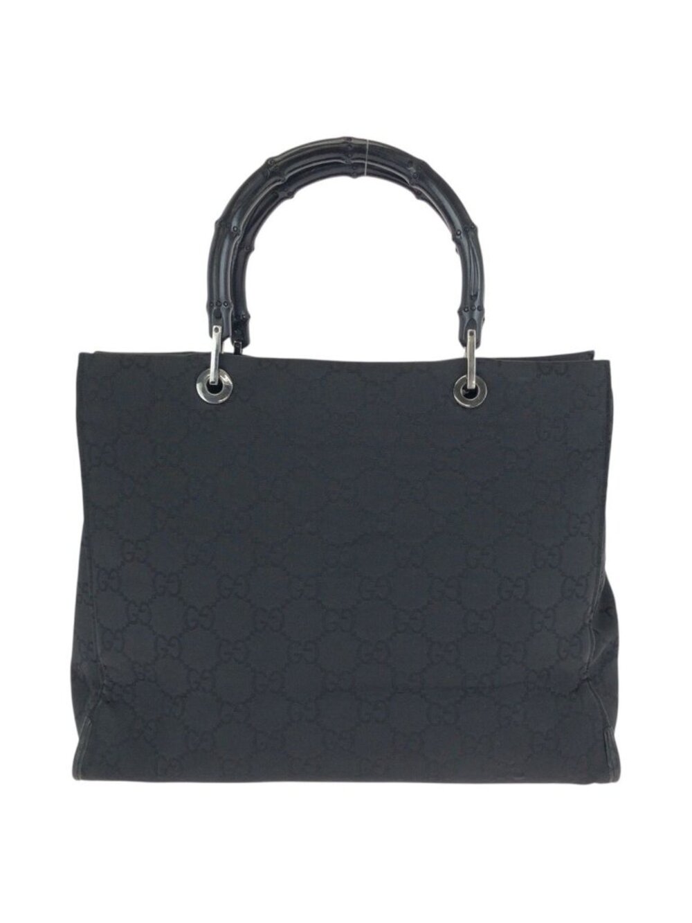 Gucci Bamboo Black Silver Nylon 002 Tote